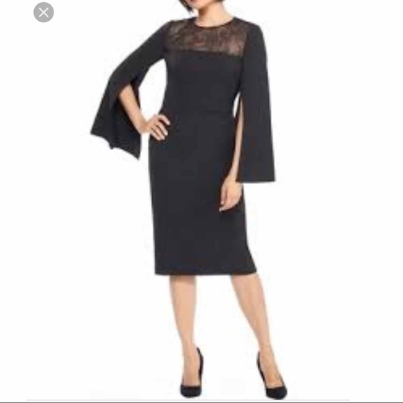 Maggy London Crepe & Lace Sheath Dress - Picture 1 of 7